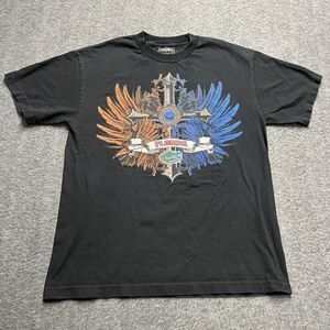 Florida Gators T-Shirt Men's Medium Black Affliction Style Grunge Cyber Skater